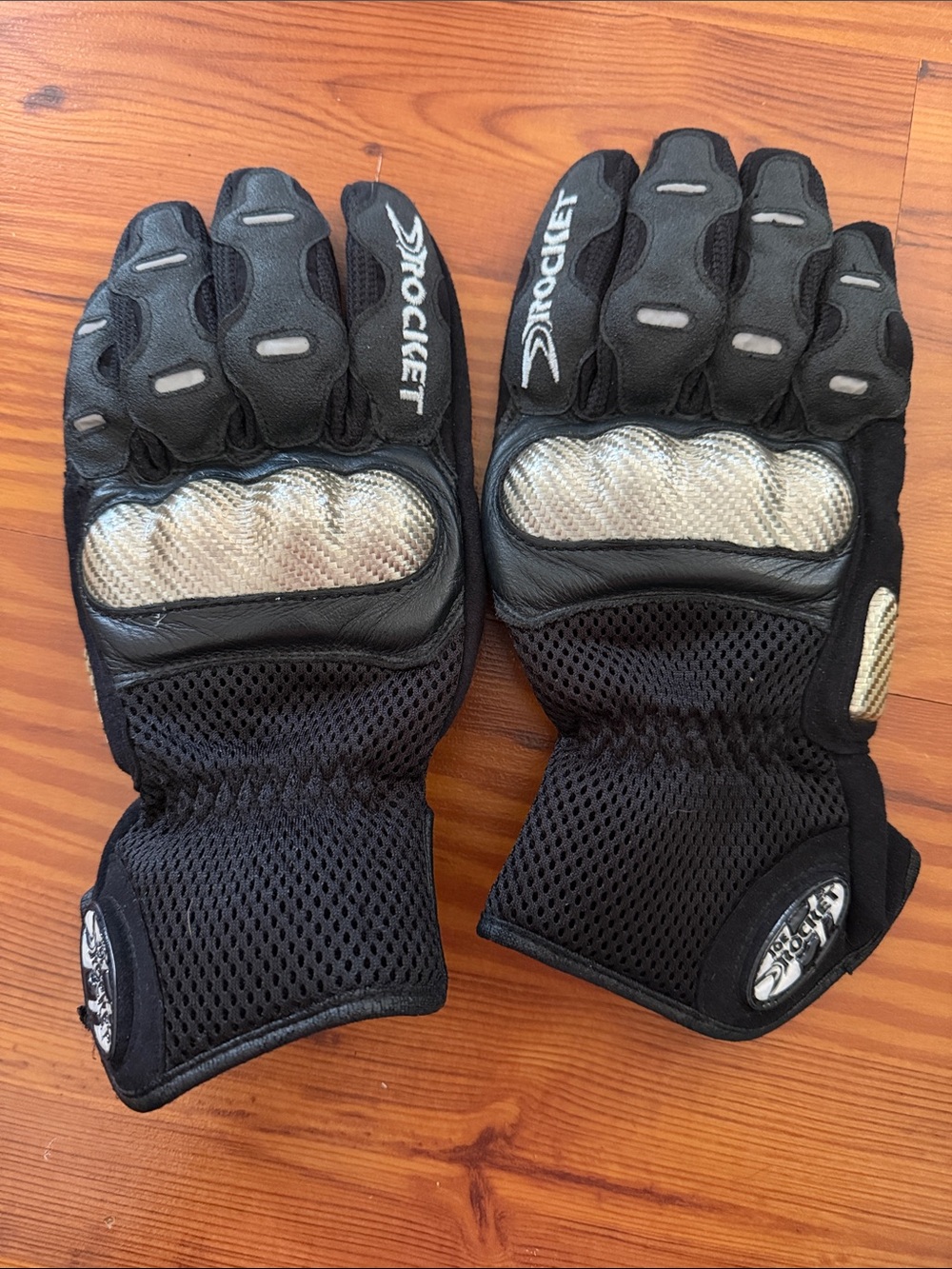 Joe Rocket Black Mesh & Silver Knuckle Motorcycle Gloves